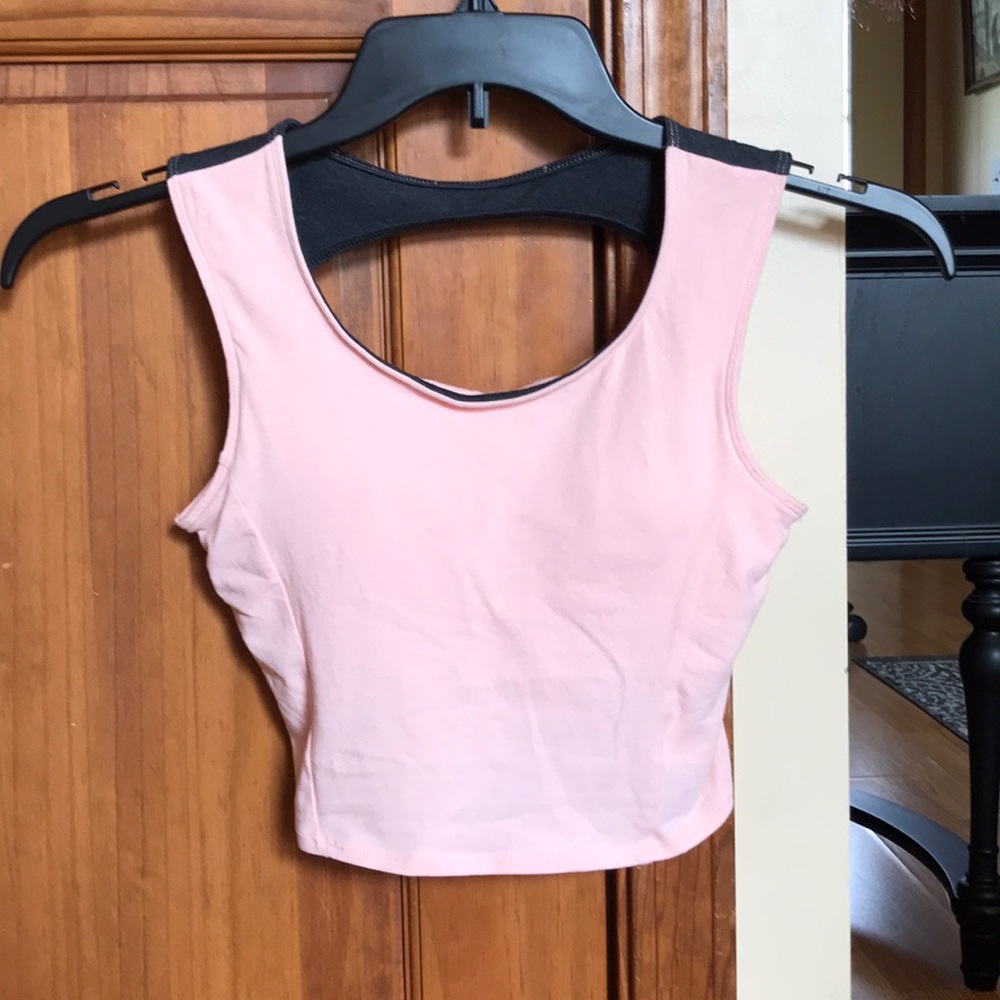 Pink & gray tank crop top